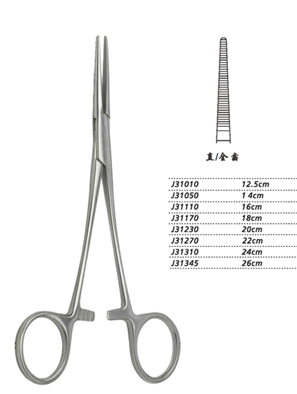 金鐘止血鉗直全齒 J31310 24cm 直全齒