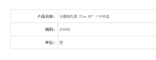 金鐘分離結(jié)扎鉗22cm JC8940 22cm 90°×16半齒